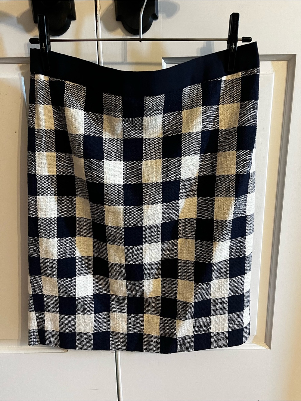 JCREW Classic Navy and White Check Pencil Skirt